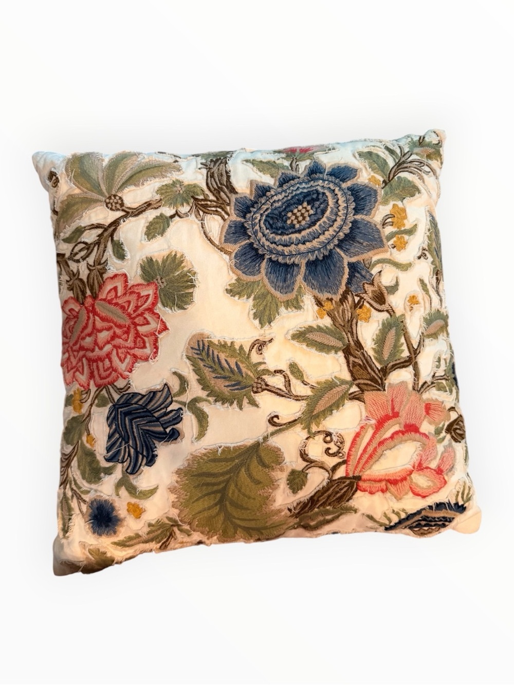 Southern Living Shabby Chic Country Cottage Embroidered Floral Pillow Cover